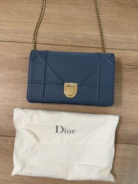 Christian Dior Mini Diorama Flap Bag - Blue Leather